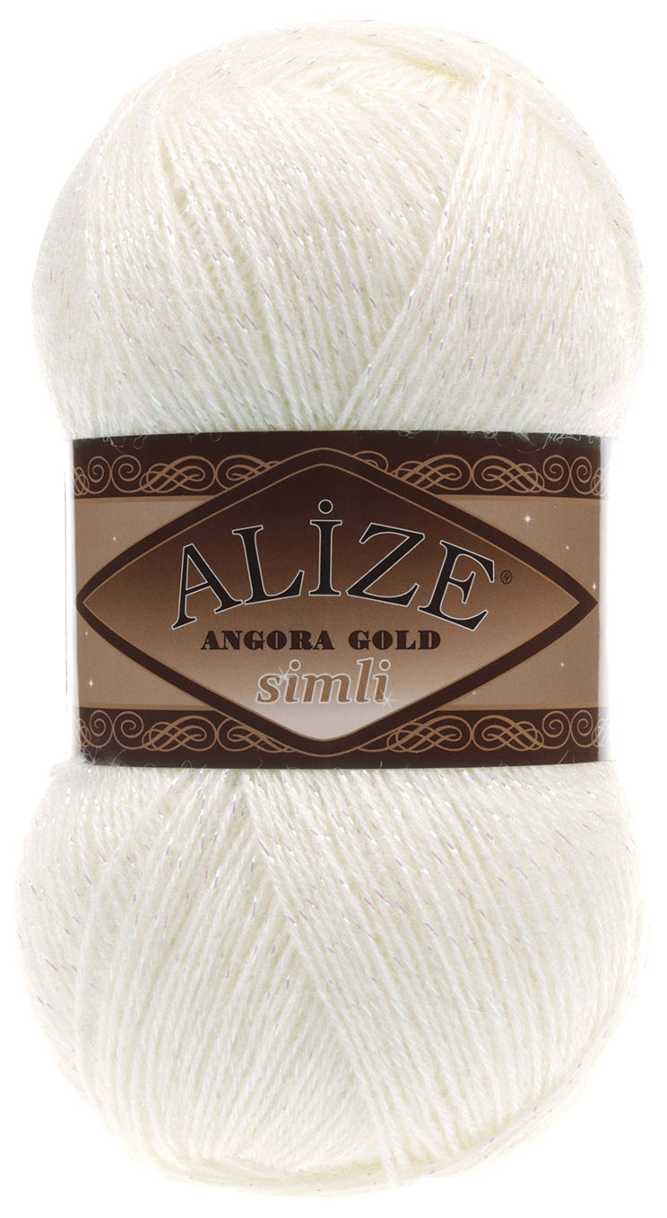 

Пряжа ALIZE Angora Gold simli (62), белый, 5 шт. по 100 г