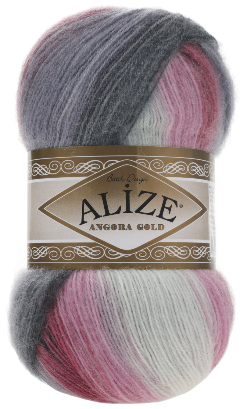 

Пряжа ALIZE Angora Gold Batik (1602), розово-серый, 5 шт. по 100 г, Разноцветный