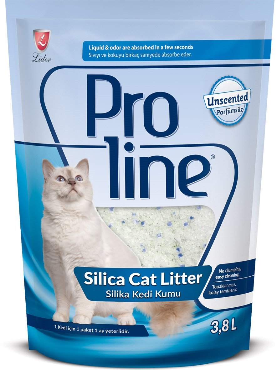 фото Впитывающий силикагелевый наполнитель для кошек proline unscented, без запаха, 3,8 л
