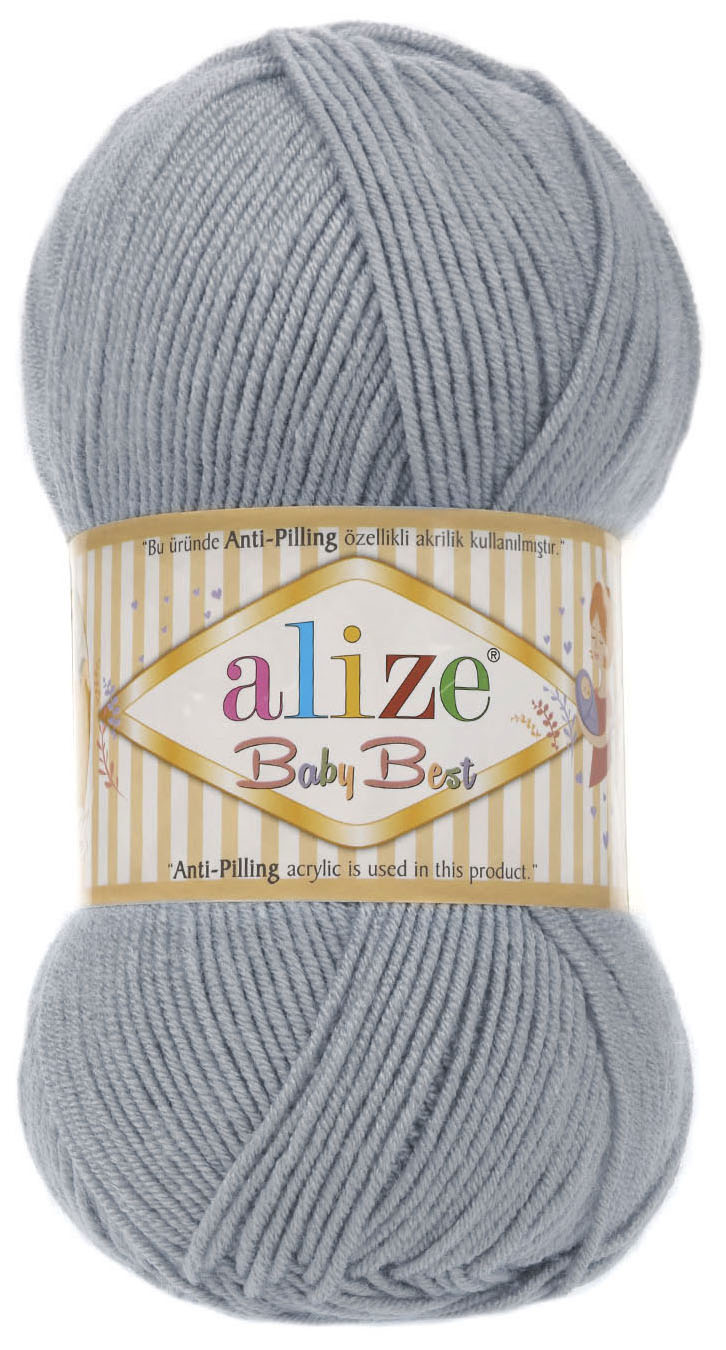 

Пряжа ALIZE Baby best (119), сталь, 5 шт. по 100 г, Серый