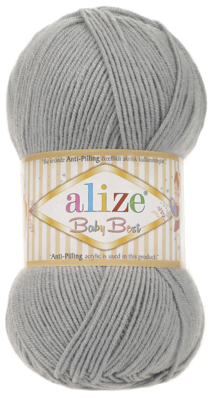 

Пряжа ALIZE Baby best (344), светло-серый, 5 шт. по 100 г