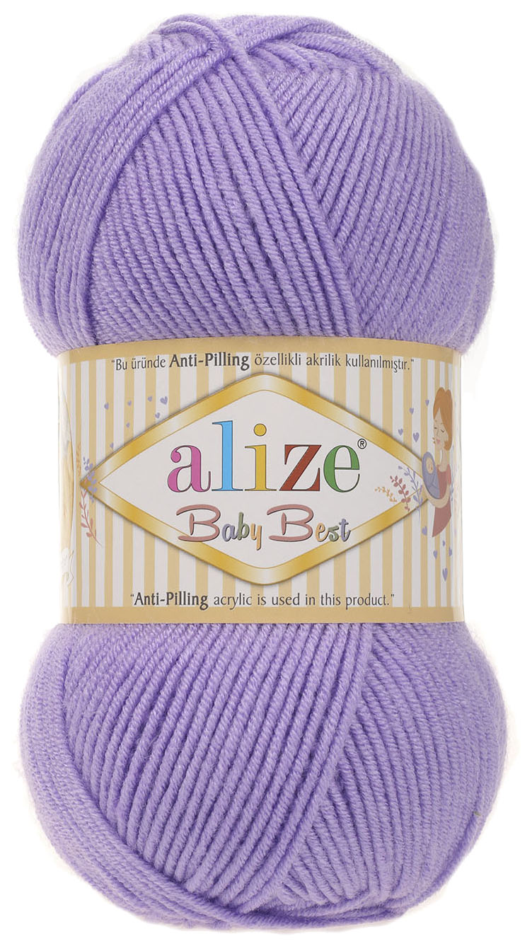 

Пряжа ALIZE Baby best (43), светло-сиреневый, 5 шт. по 100 г, Фиолетовый