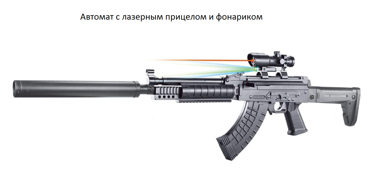 

Игрушечный механический автомат Matreshka SHOOTING с лазерным прицелом черный, 777-1