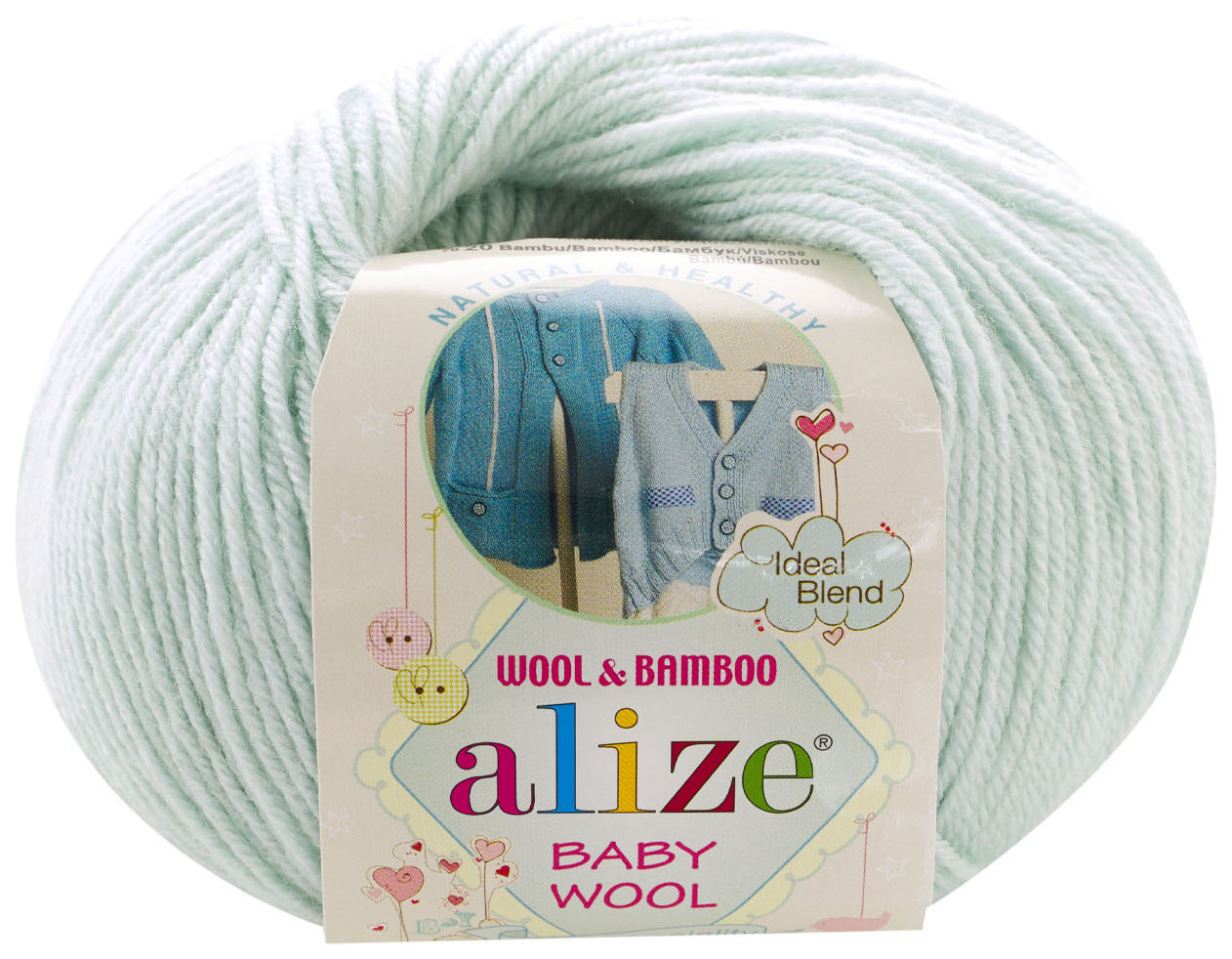 

Пряжа ALIZE Baby wool (522), талая вода, 5 шт. по 50 г