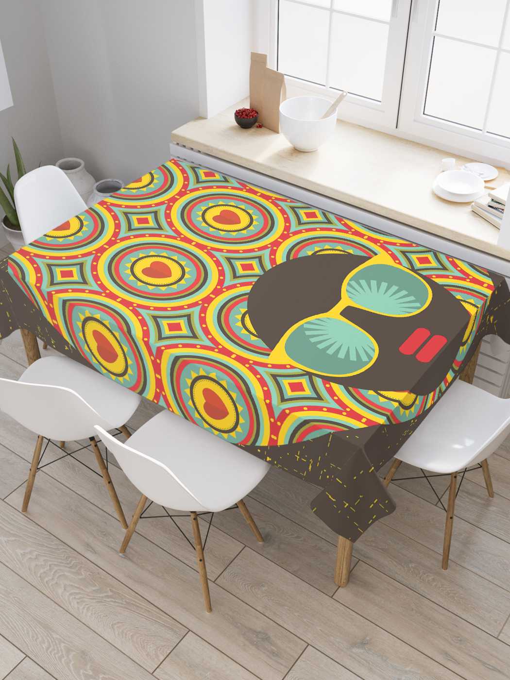 

Скатерть прямоугольная JoyArty "Афро арт" из сатена, 120x145 см, Желтый, Афро арт