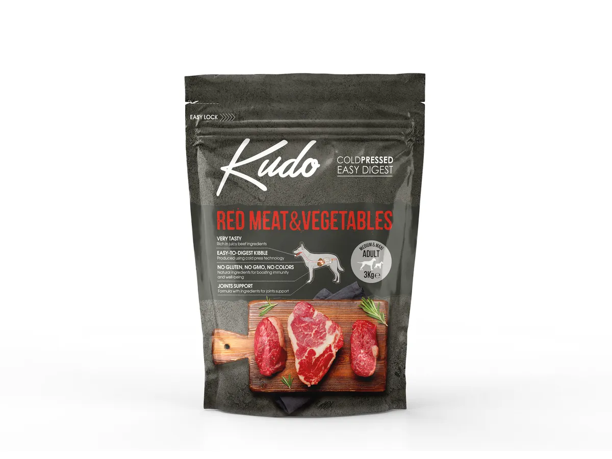 фото Сухой корм для собак kudo red meat & vegetables medium-maxi adult говядиной и овощами, 3кг