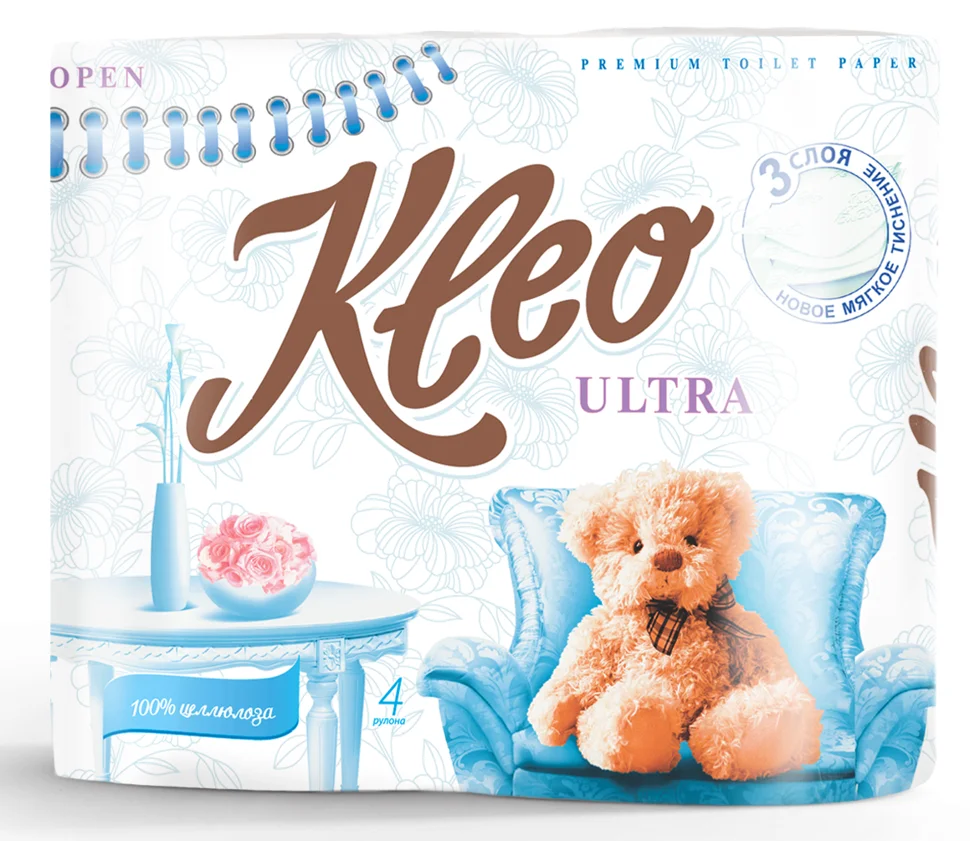 

Бумага туалетная Kleo Ultra 3 слоя, 4 рулона