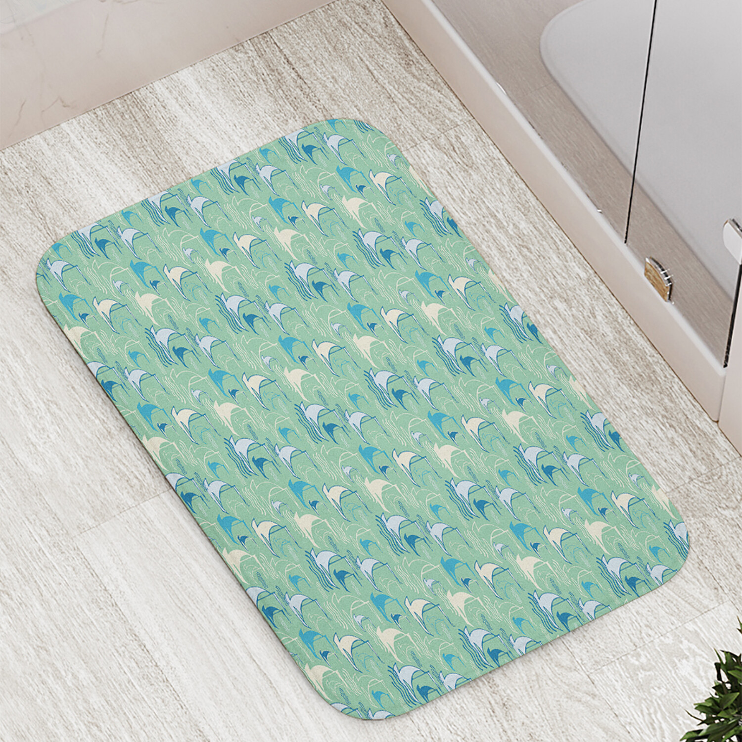 

Коврик противоскользящий JoyArty "Контур парусников" для ванной сауны бассейна 77х52 см, Контур парусников