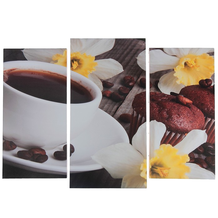

Модульная картина "Кофе с кексами" (2-25х52; 1-30х60) 60х80 см