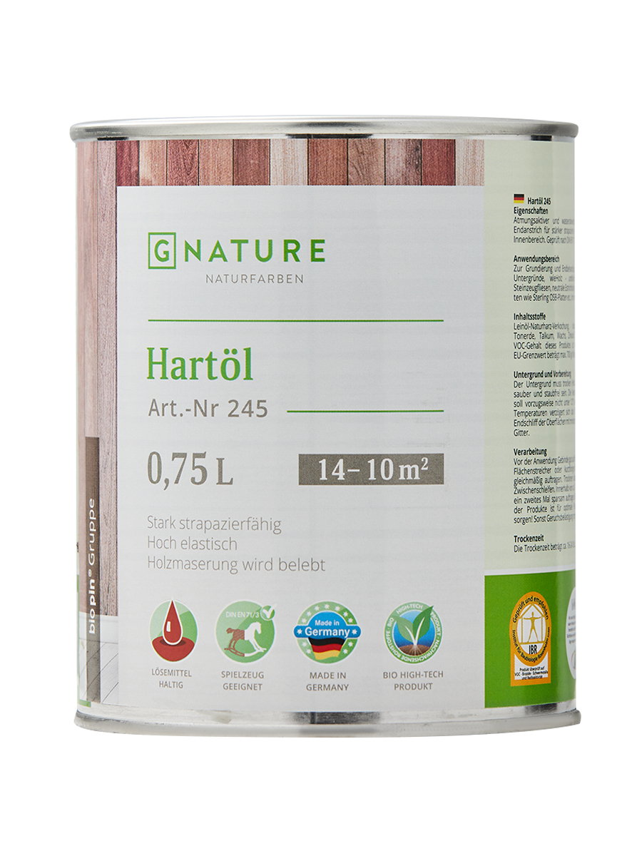 GNature 245, Hartol Натуральная краска для внутренних работ, на основе природных масел