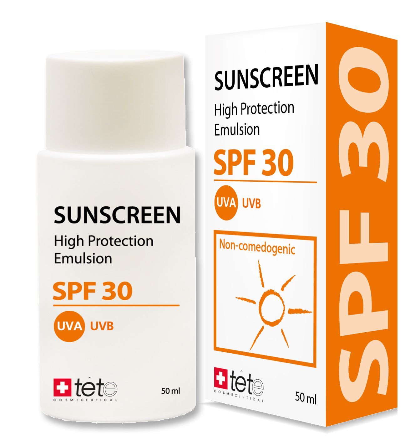 Солнцезащитный флюид SPF30 / TETe SUNSCREEN SPF30, 50 ml комплекс против морщин для лица и шеи tete cosmeceutical medicell 24 anti wrinkle solution