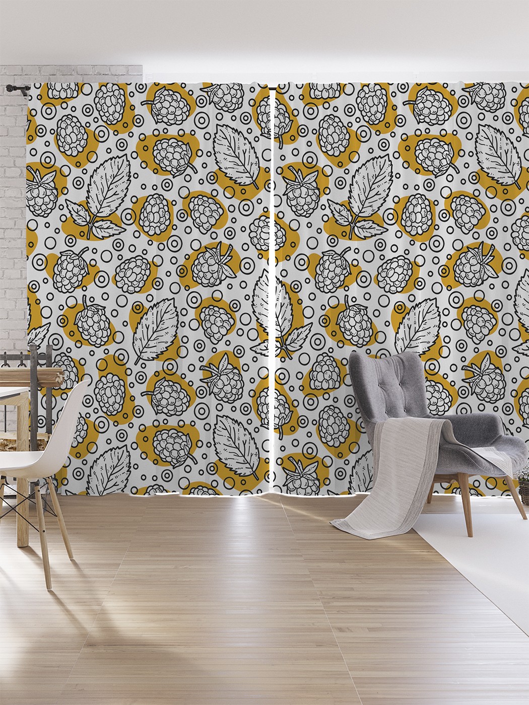 

Шторы под лён JoyArty "Листья и ягоды", серия Oxford DeLux, 340х265 см, Листья и ягоды