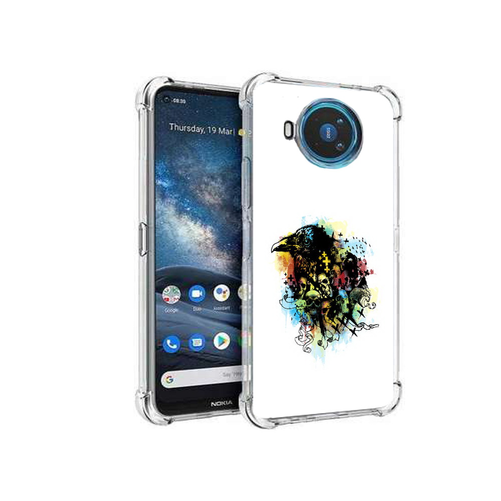 

Чехол MyPads Tocco для Nokia X100 ворон и черепа (PT227057.109.273), Прозрачный, Tocco