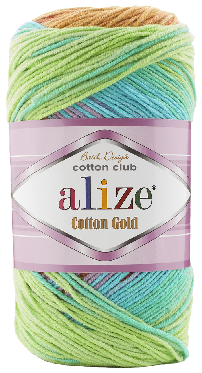 

Пряжа ALIZE Cotton Gold Batik Design (4530), оранжево-бирюзово-фиолетовый, 5 шт. по 100