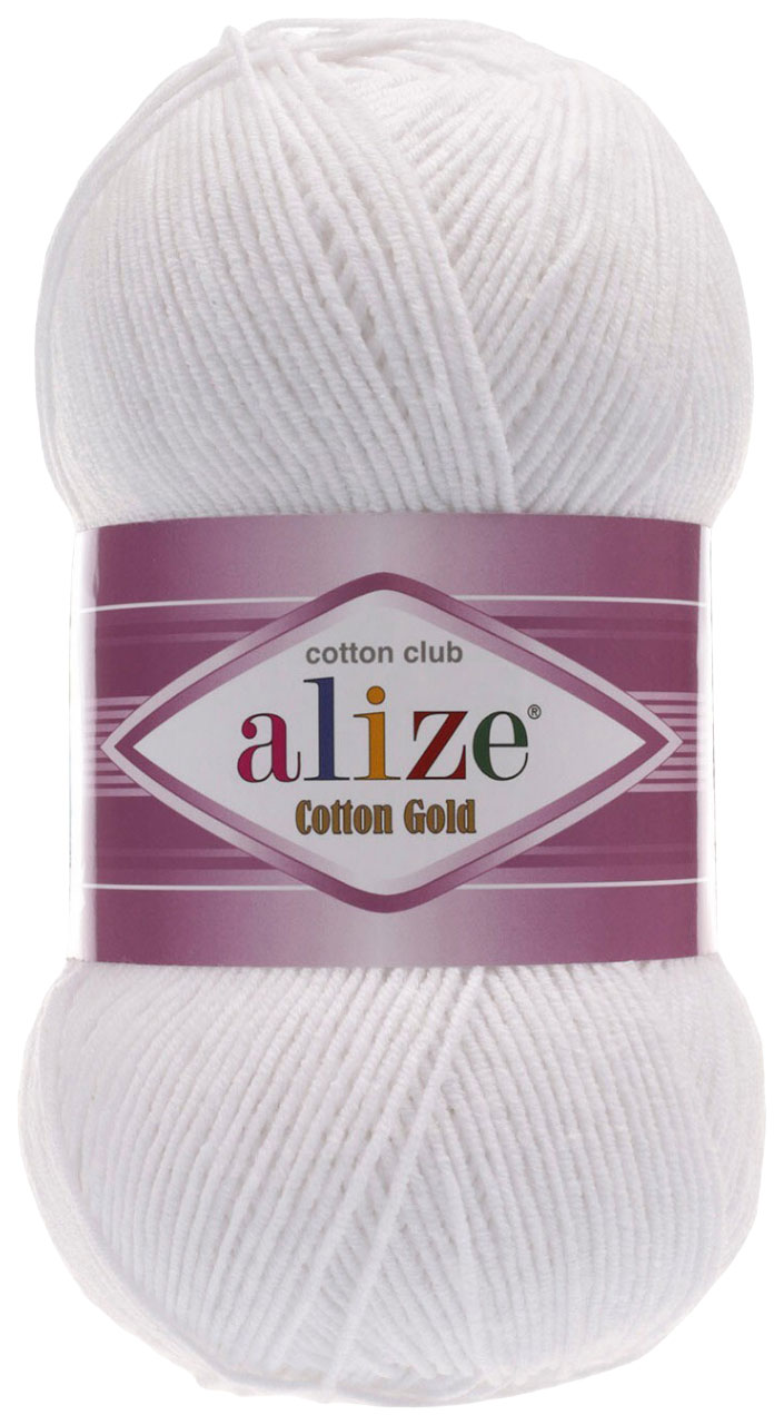 

Пряжа ALIZE Cotton Gold Hobby (55), ультра белый, 5 шт. по 50 г