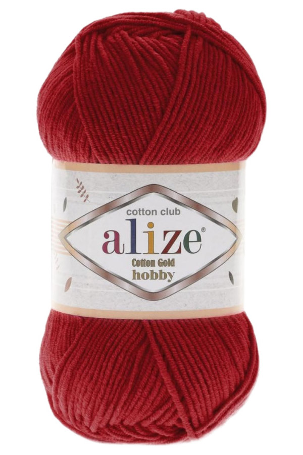 

Пряжа ALIZE Cotton Gold Hobby (56), красный, 5 шт. по 50 г