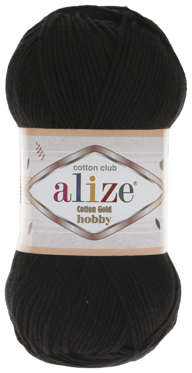 

Пряжа ALIZE Cotton Gold Hobby (60), черный, 5 шт. по 50 г