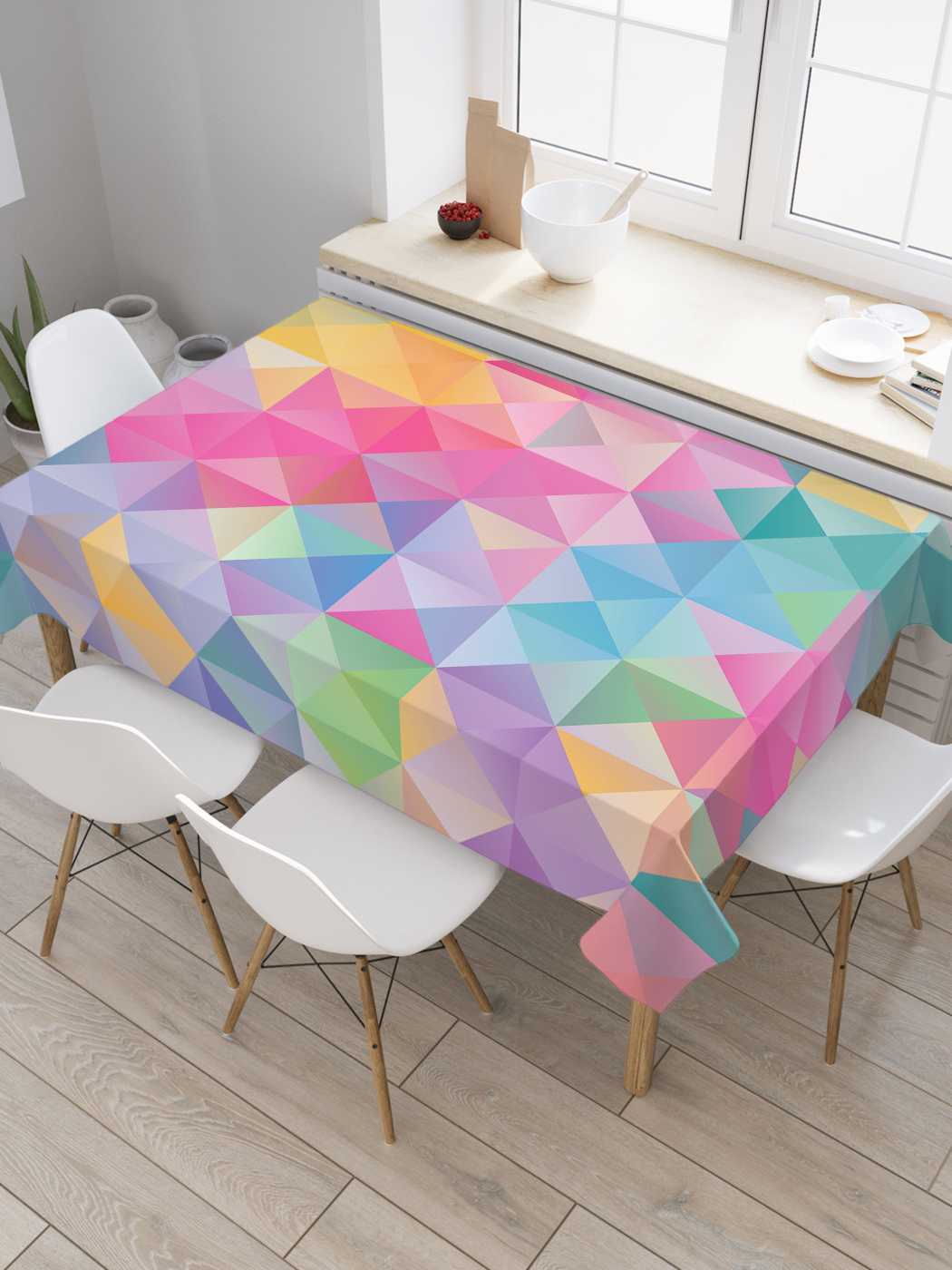 

Скатерть прямоугольная JoyArty "Треугольная мозаика" из сатена, 120x145 см, Розовый, Треугольная мозаика