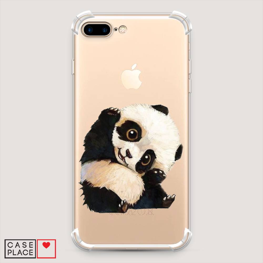 фото Противоударный силиконовый чехол "большеглазая панда" на apple iphone 7 plus awog