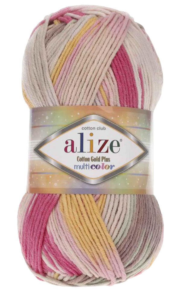 

Пряжа ALIZE Cotton gold plus multicolor (52196), оранжево-розовый принт, 5 шт. по 100 г