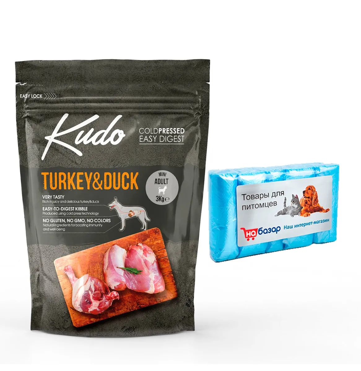 фото Сухой корм для собак мелких пород kudo turkey & duck mini adult с индейкой и уткой, 3 кг