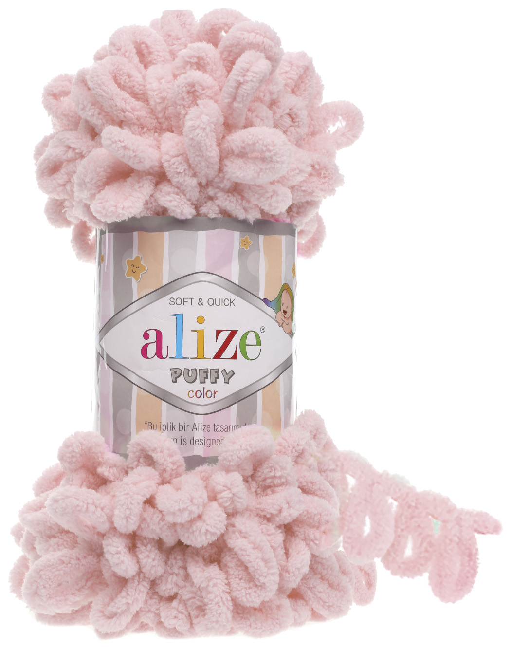 

Пряжа ALIZE Puffy (161), светлый, 5 шт. по 100 г, Розовый