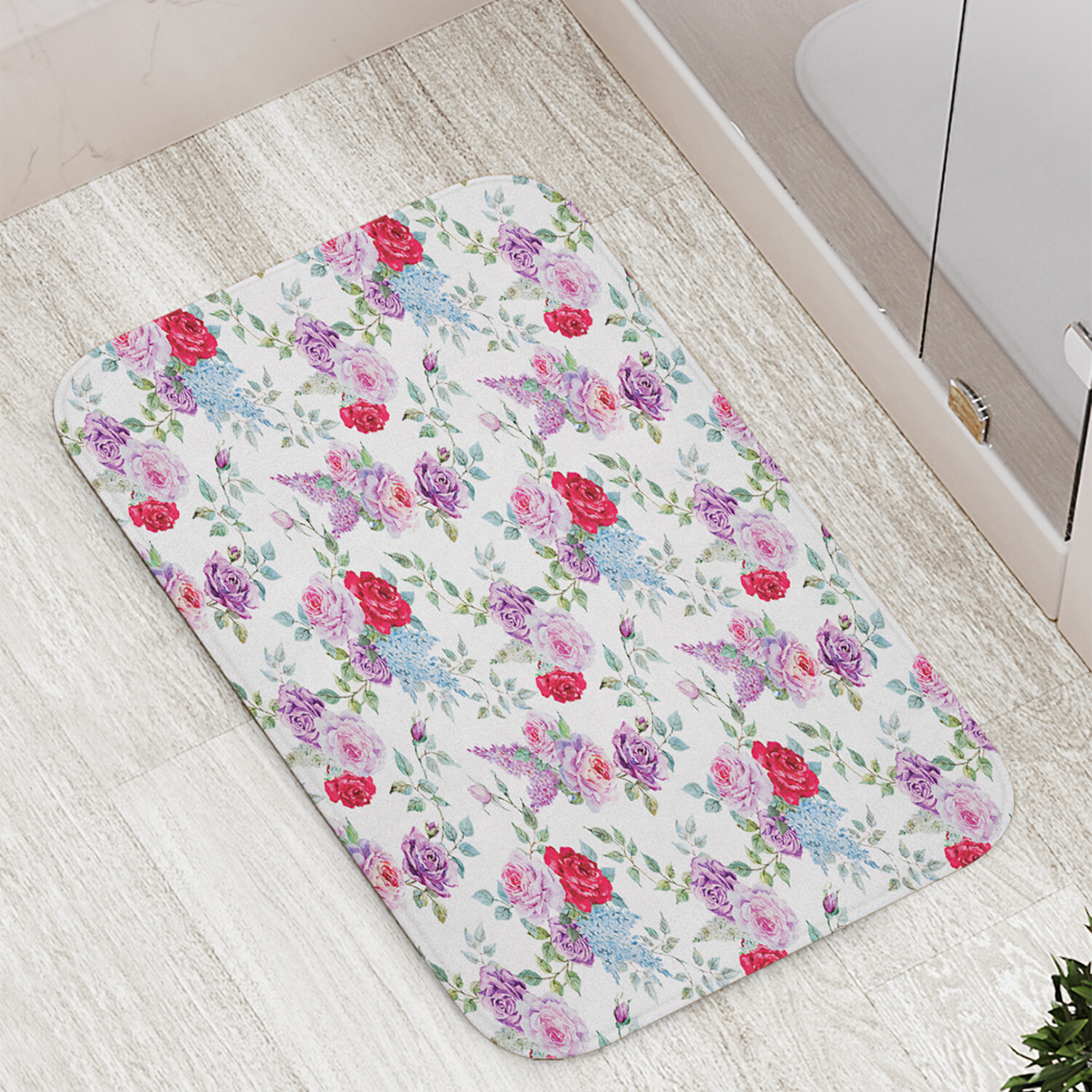 

Коврик противоскользящий JoyArty "Розы и сирень" для ванной сауны бассейна 77х52 см, Розы и сирень