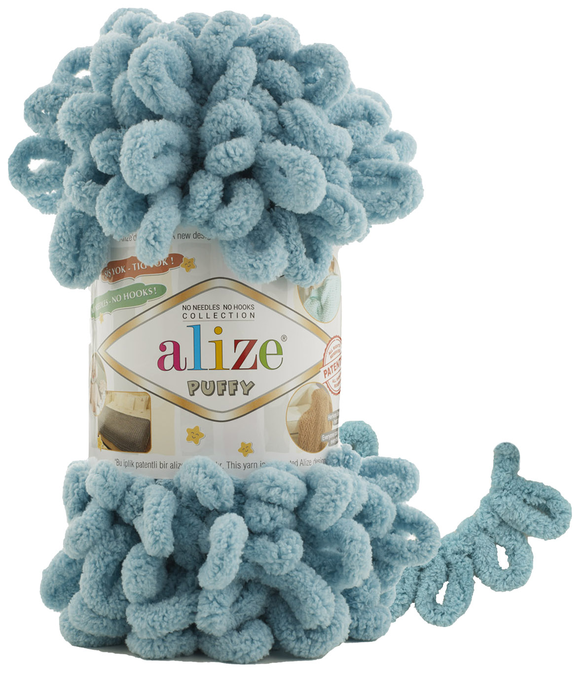 

Пряжа ALIZE Puffy (414), аква, 5 шт. по 100 г, Голубой
