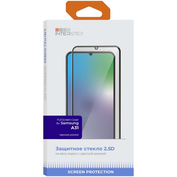 

Защитное стекло InterStep 2.5D для Galaxy A31, 2.5D Galaxy A31, черн. рамка