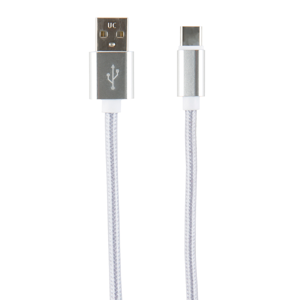 Кабель Red Line USB - Type-C, 2 метра, neylon, Silver