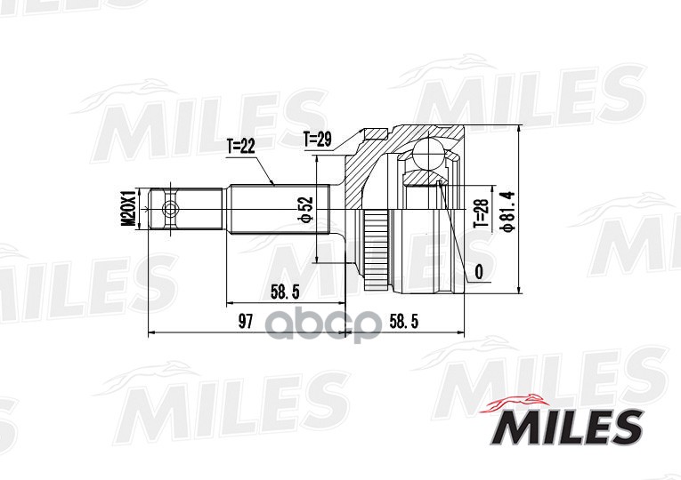 

Шрус Opel Corsa B/C/Combo/Meriva A 1.2-1.7D 93-00 Нар. +Abs Miles GA20358