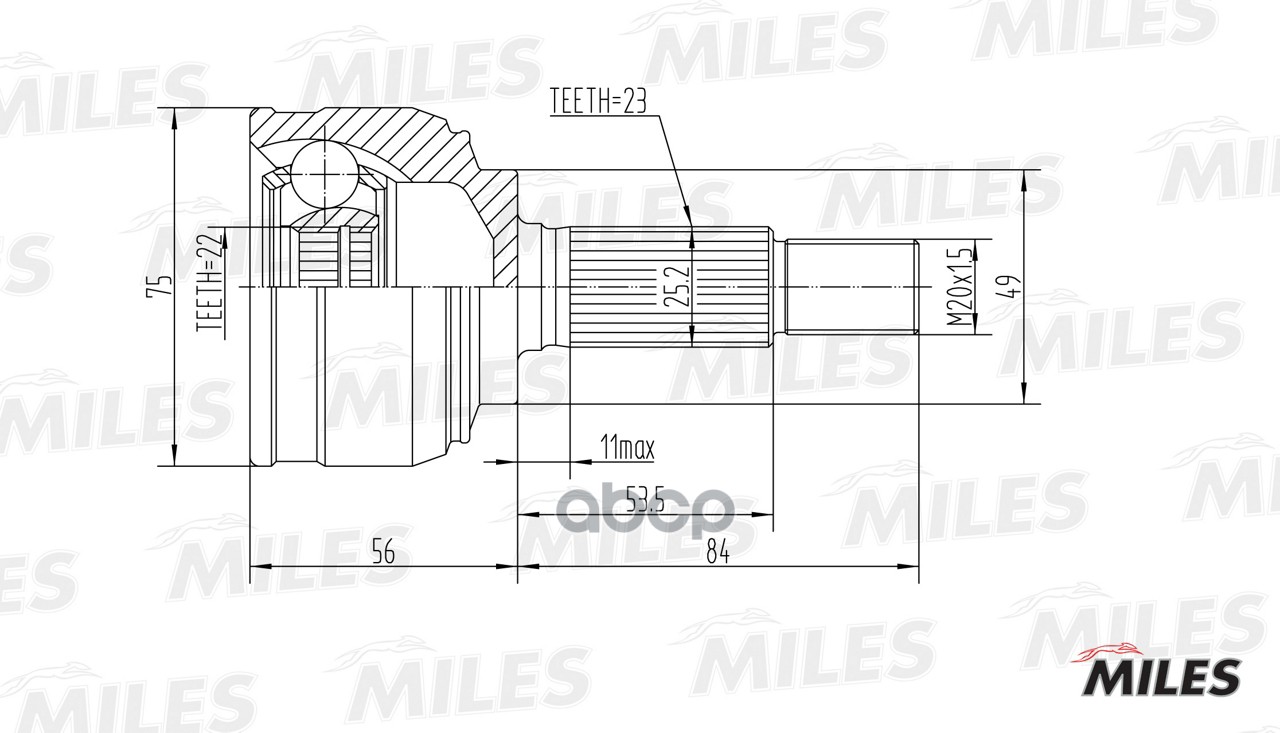 

Шрус Nissan Micra K12/C+C/Note 1.4-1.6 03-12 Нар. Miles GA20308