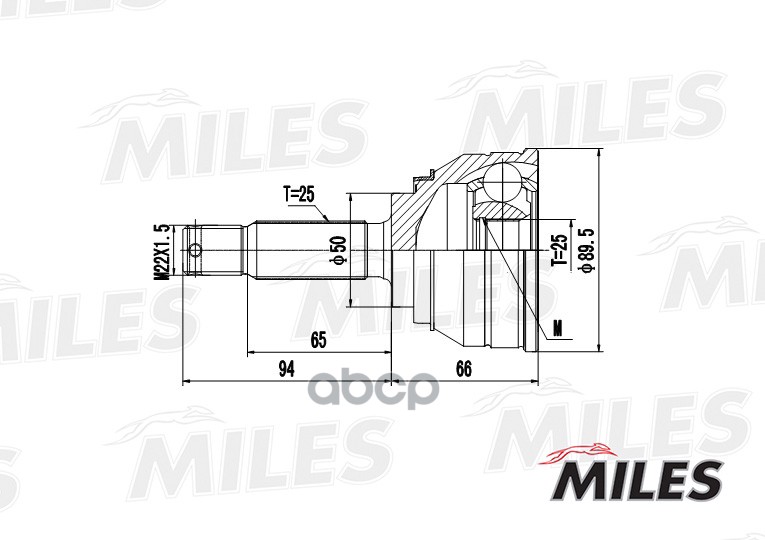 

Шрус Mitsubishi Galant V/Space Wagon/Hyundai Lantra I 1.5-2.0T 84-96 Нар. Miles GA20269