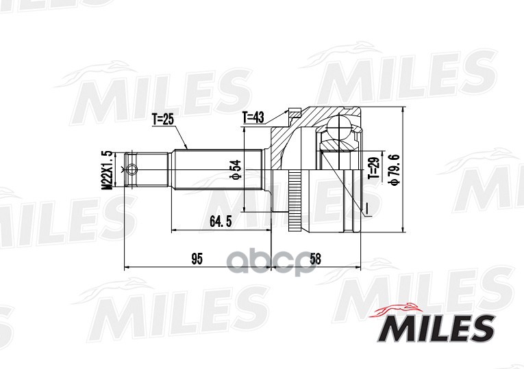 

Шрус Mitsubishi Colt V/Lancer Viii 1.3 95-03 Нар. +Abs Miles GA20260