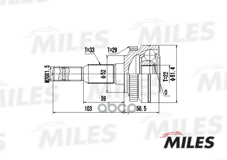 

Шрус Opel Vectra 1.6 95-02 Нар. (Abs) Miles GA20365