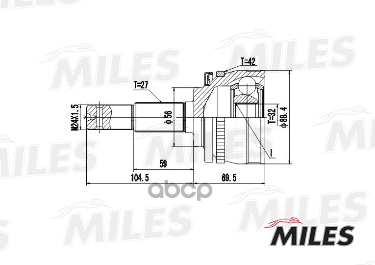 

Шрус Nissan Primera P10/Bluebird Iv T72/T12 1.8-2.0D 85-96 Нар. +Abs Miles GA20295