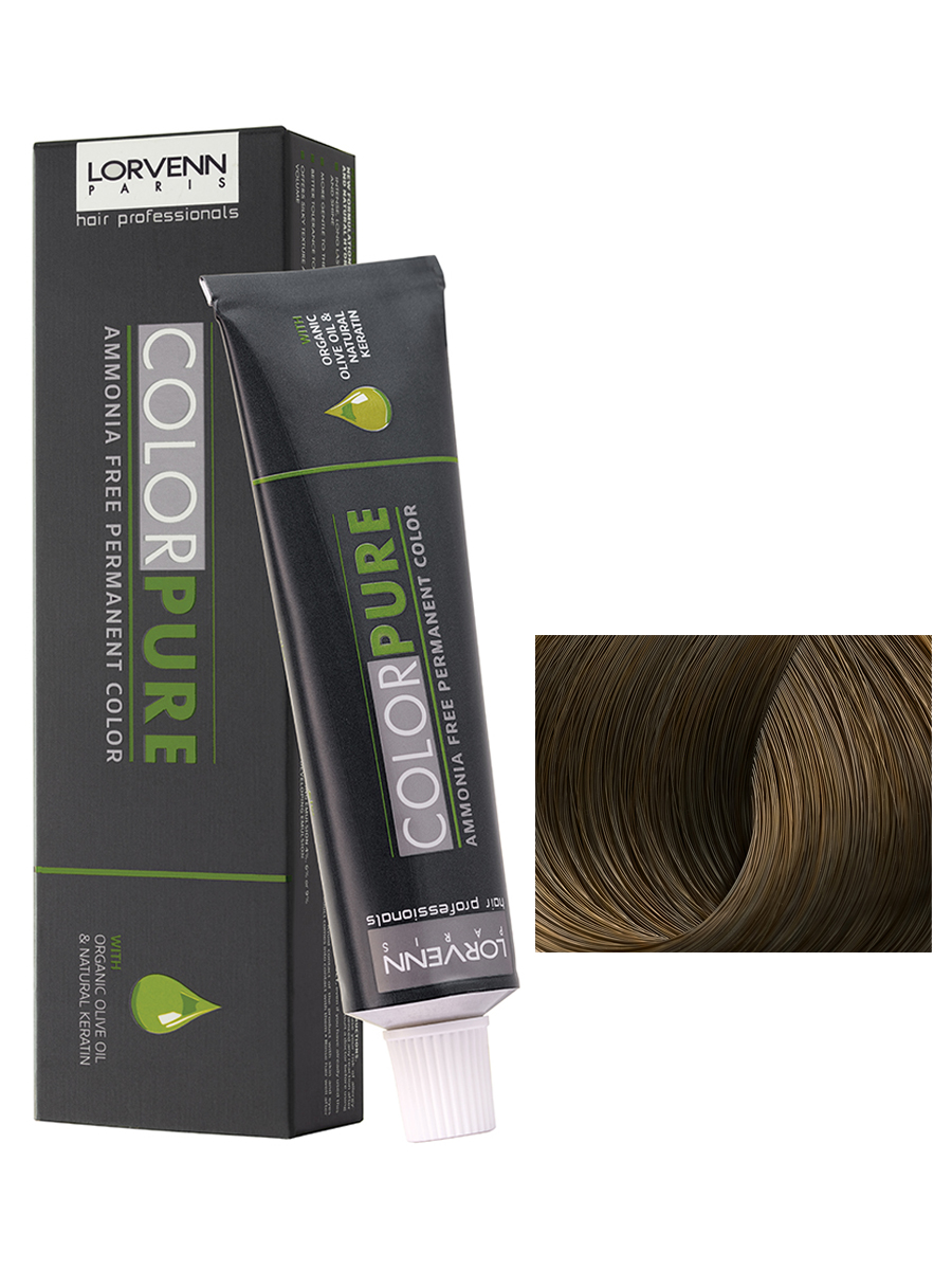 Краска LORVENN HAIR PROFESSIONALS COLOR PURE для окрашивания волос 7 русый 50 мл adria ные контактные линзы color 3 tone pure hazel