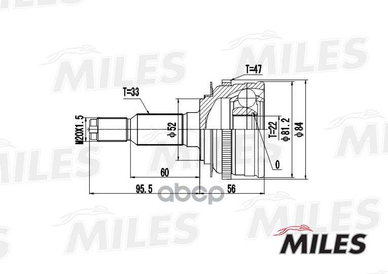 

Шрус Chevrolet Lacetti/Daewoo Nubira/Ravon Gentra 1.4-1.8 03- Нар. +Abs Miles GA20047