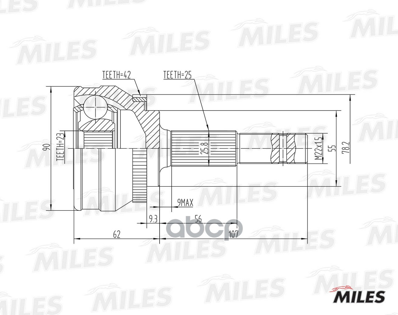 

Шрус Nissan Almera N15/Sunny N14 1.6-2.0D 90-00 Нар. +Abs Miles GA20336