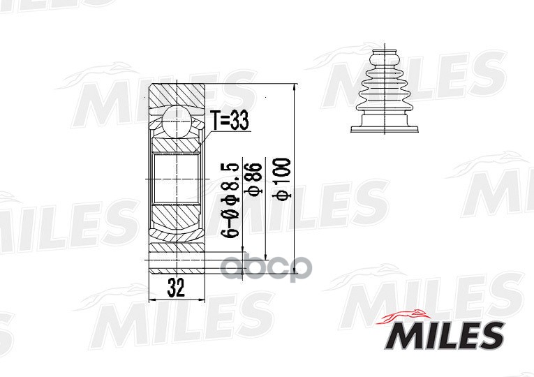 

Шрус Vw Transporter Ii-Iii 1.6-2.1 67-92 Внутр. Miles GA10034
