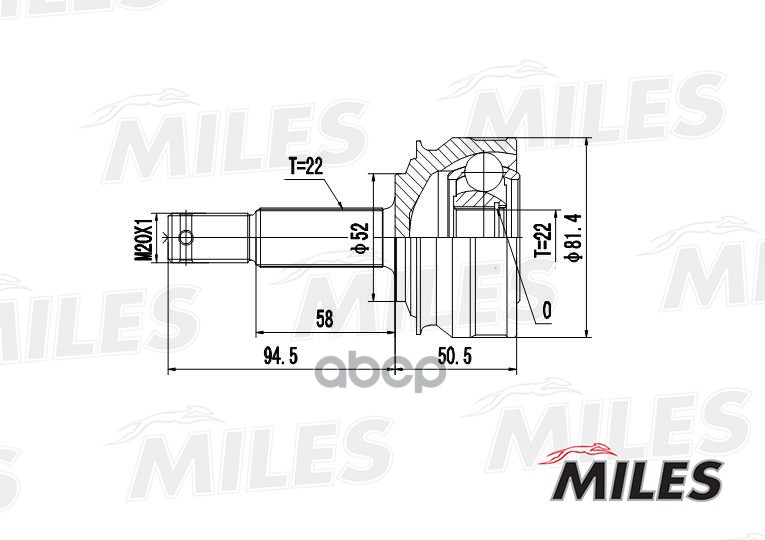 

Шрус Opel Ascona C/Corsa A/Kadett D/E 1.2-1.6 79-94 Нар. Miles GA20341