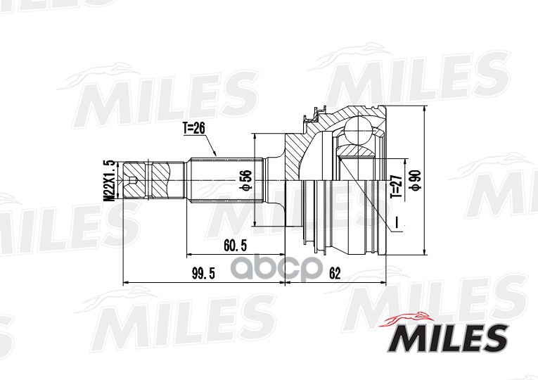 

Шрус Toyota Camry Iii-Iv V10/V20/Celica V/Lexus Es 2.0-2.5 89-01 Нар. Miles GA20472