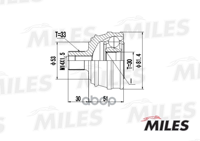 

Шрус Audi 80/90 1.6-1.9Td 86-94 Нар. Miles GA20012