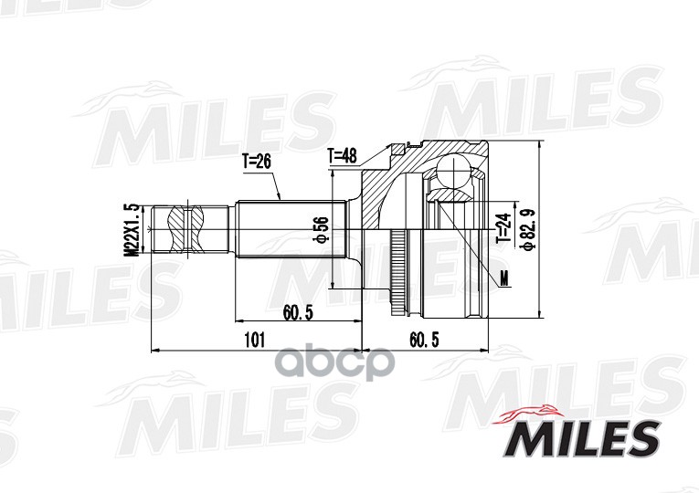 

Шрус Toyota Avensis 2.0D 99- Нар.(Abs) Miles ga20454