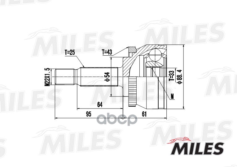 

Шрус Volvo S40/V40 1.8 01-04 Нар.(Abs) Miles GA20509