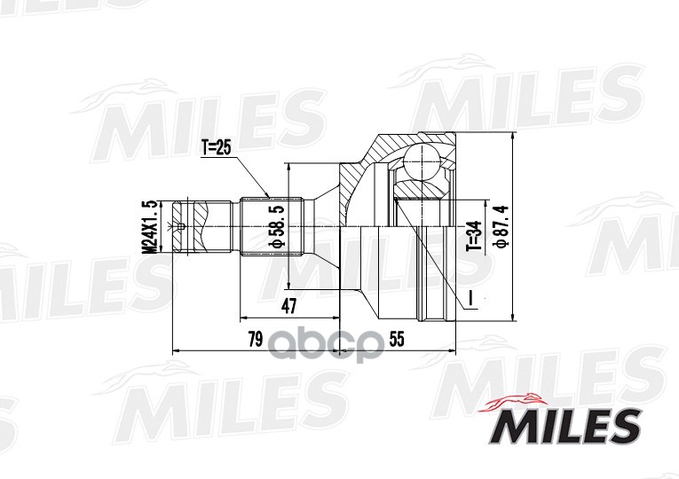 

Шрус Citroen C5 1.6-2.0 01- Нар.(Abs) Miles GA20062