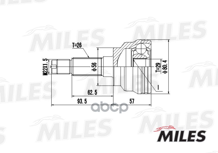 

Шрус Mazda 323/Primacy 1.9/2.0D 98-04 Нар. Miles GA20220