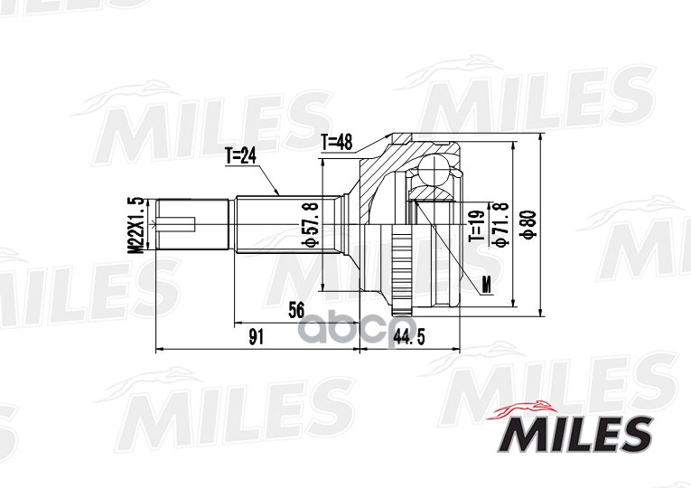 

Шрус Toyota Yaris 00- Нар.(Abs) Miles GA20500