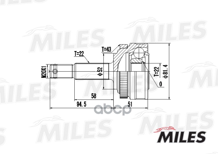 

Шрус Opel Vectra A 1.4-1.6 88-95 Нар. +Abs Miles GA20364