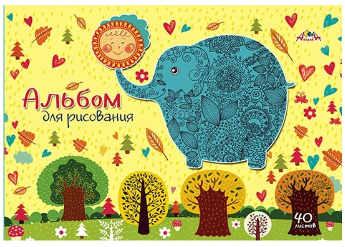 

Альбом для рисования на скрепке, 40 листов, А4, "Слон и солнце"
